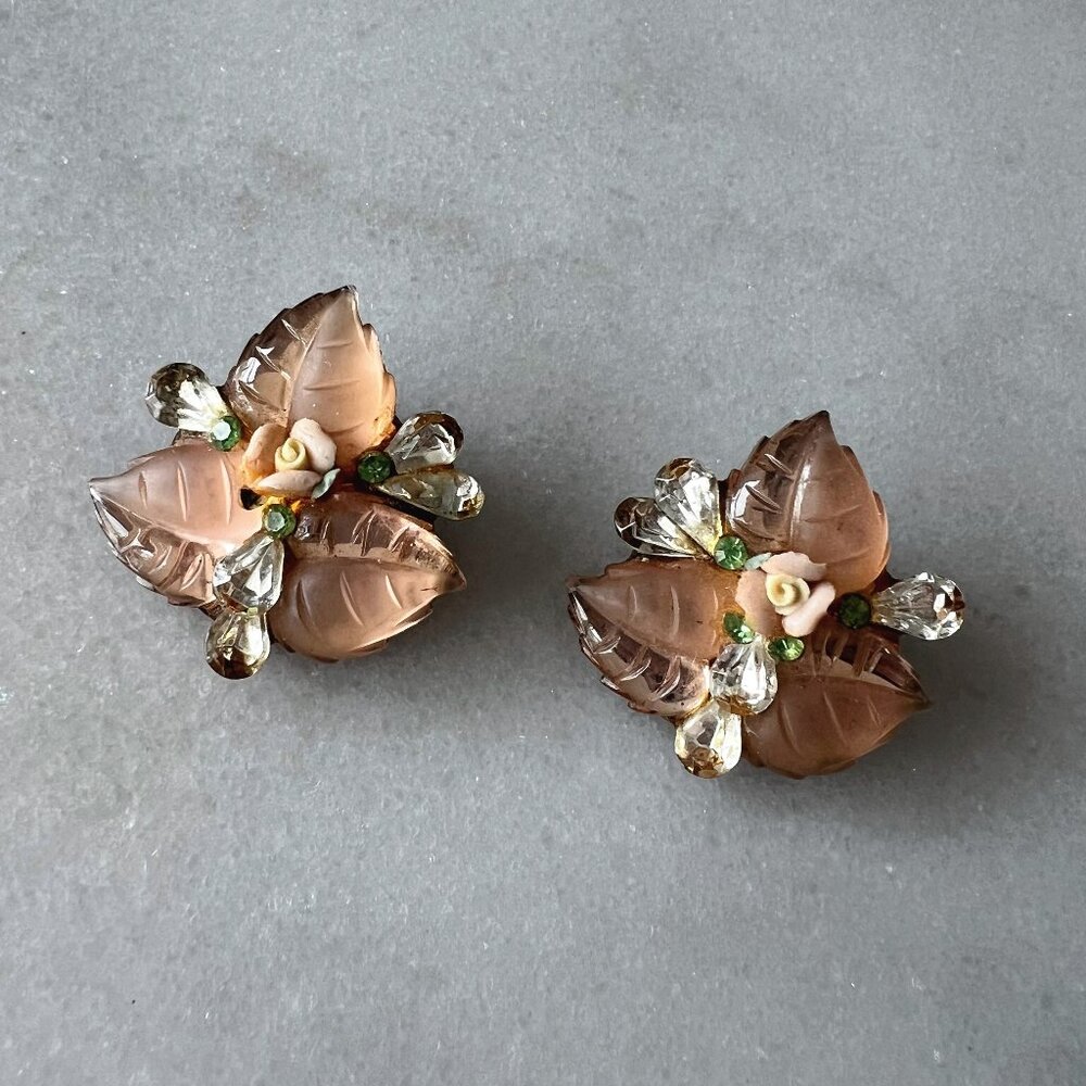 Vintage Floral Crystal Earrings